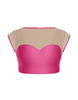 Solid Lycra Mesh Bow Back Crop Top