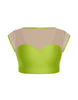 Solid Lycra Mesh Bow Back Crop Top