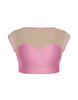 Solid Lycra Mesh Bow Back Crop Top