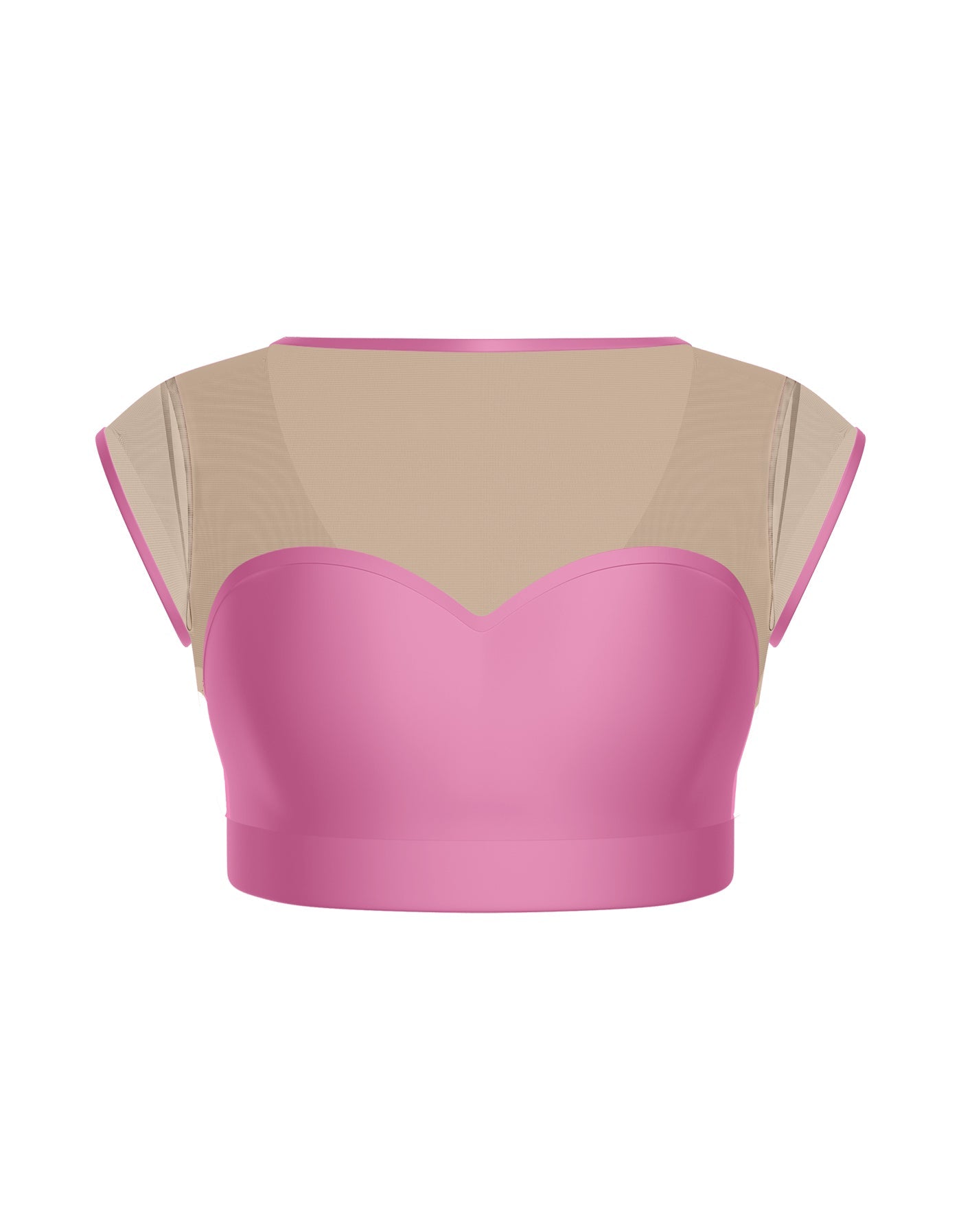 Solid Lycra Mesh Bow Back Crop Top