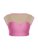 Solid Lycra Mesh Bow Back Crop Top