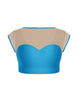 Solid Lycra Mesh Bow Back Crop Top
