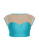Solid Lycra Mesh Bow Back Crop Top