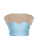 Solid Lycra Mesh Bow Back Crop Top