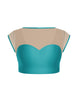 Solid Lycra Mesh Bow Back Crop Top