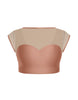 Solid Lycra Mesh Bow Back Crop Top