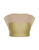 Solid Lycra Mesh Bow Back Crop Top