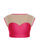 Solid Lycra Mesh Bow Back Crop Top