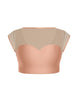 Solid Lycra Mesh Bow Back Crop Top