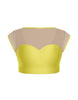 Solid Lycra Mesh Bow Back Crop Top