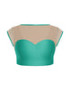 Solid Lycra Mesh Bow Back Crop Top