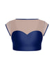 Solid Lycra Mesh Bow Back Crop Top