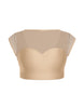 Solid Lycra Mesh Bow Back Crop Top