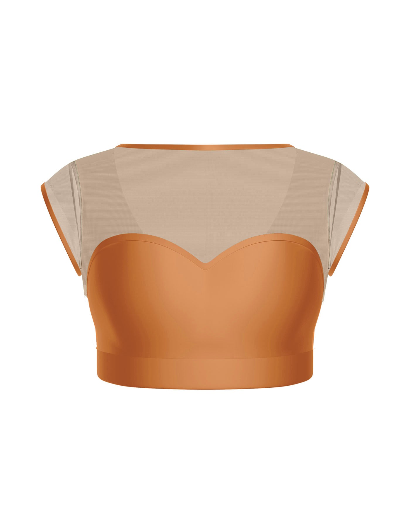 Solid Lycra Mesh Bow Back Crop Top