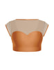 Solid Lycra Mesh Bow Back Crop Top