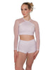 Solid Lycra LS Mesh Raglan Keyhole back Crop Top