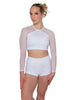 Solid Lycra LS Mesh Raglan Keyhole back Crop Top