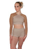 Solid Lycra LS Mesh Raglan Keyhole back Crop Top