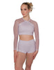 Solid Lycra LS Mesh Raglan Keyhole back Crop Top
