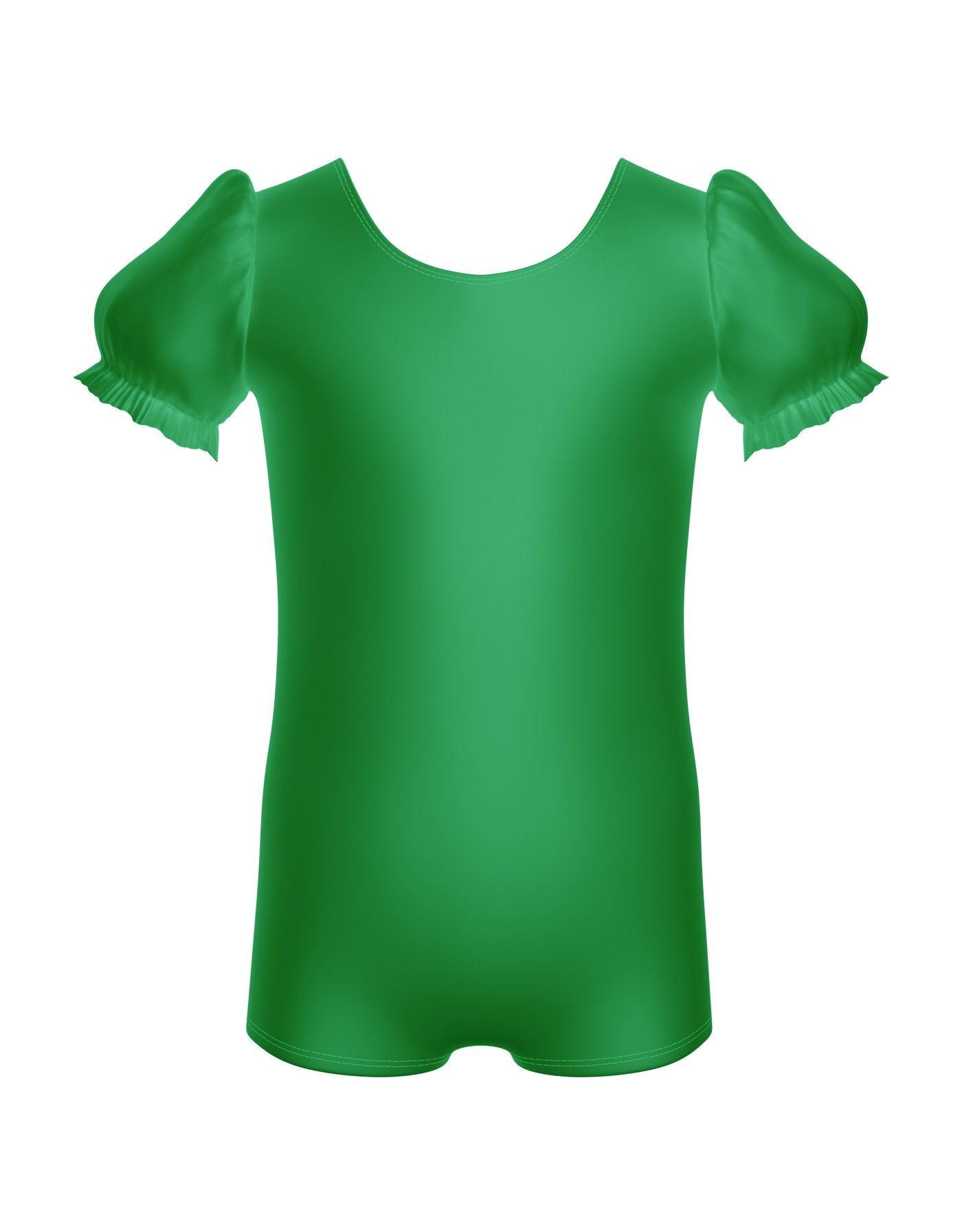Solid Lycra Puff Sleeve Biketard