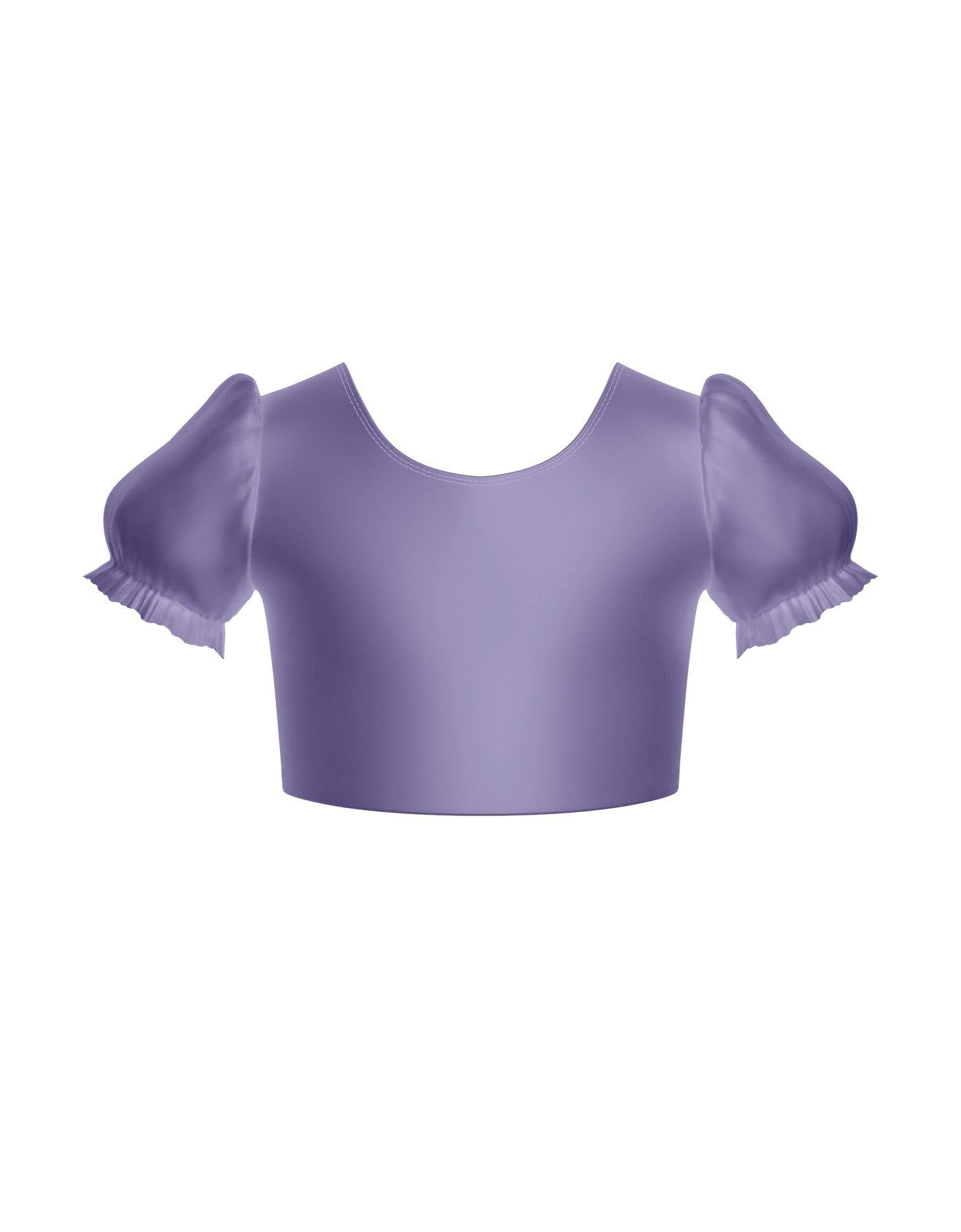 Solid Hologram Puff Sleeve Crop Top
