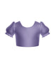 Solid Hologram Puff Sleeve Crop Top