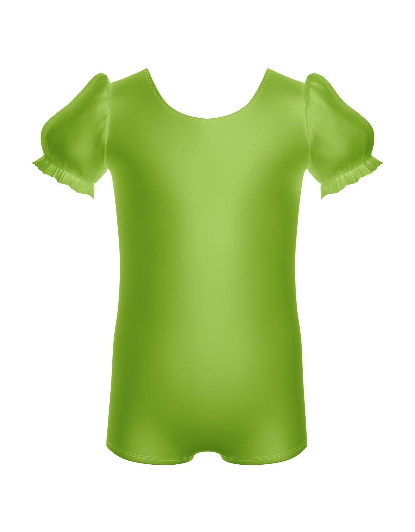 Solid Lycra Puff Sleeve Biketard