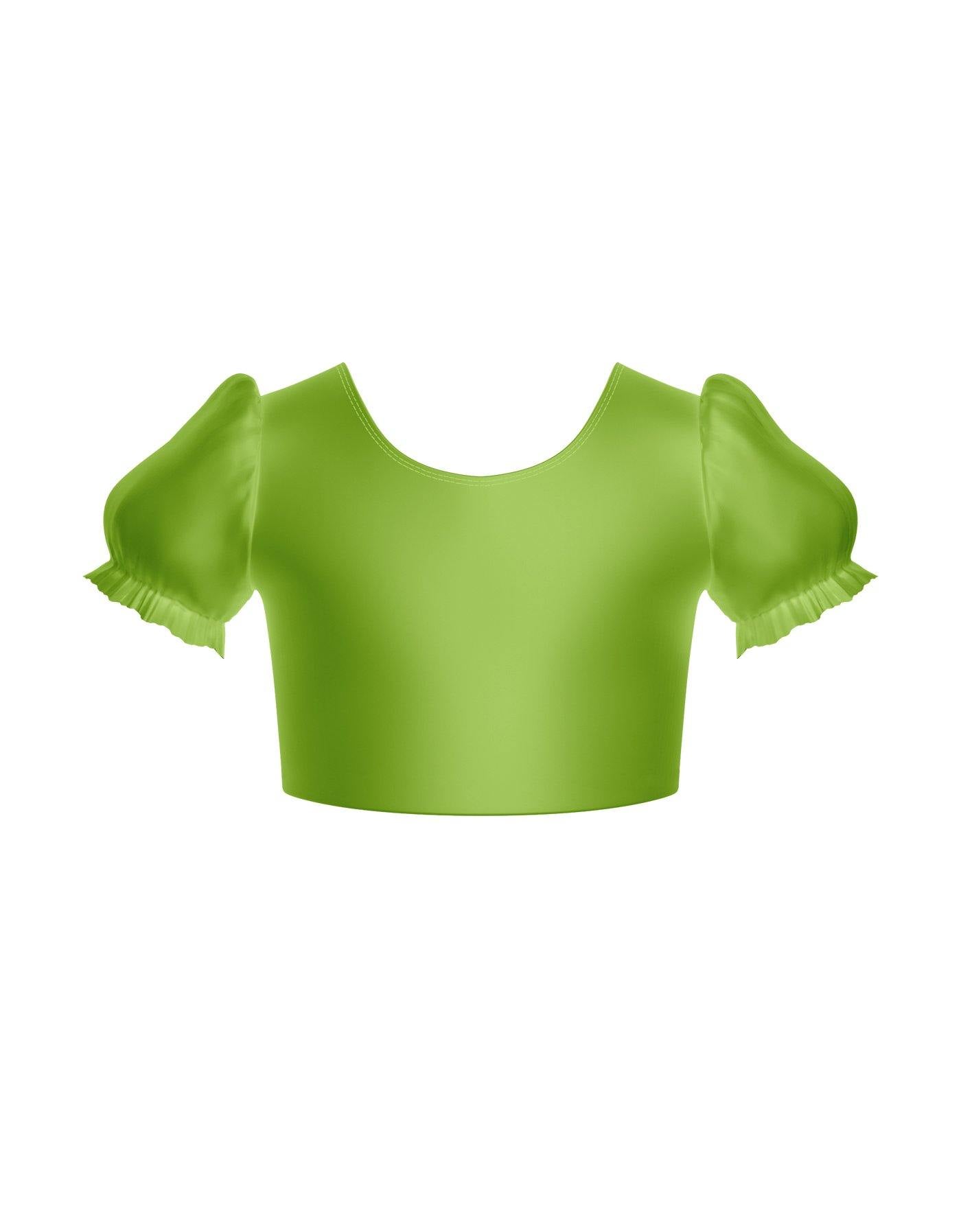 Solid Hologram Puff Sleeve Crop Top