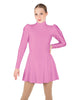 Solid Lycra LS Puff Sleeve TNeck Keyhole Back Dress