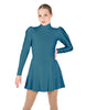 Solid Lycra LS Puff Sleeve TNeck Keyhole Back Dress