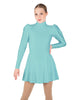 Solid Lycra LS Puff Sleeve TNeck Keyhole Back Dress