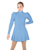 Solid Lycra LS Puff Sleeve TNeck Keyhole Back Dress