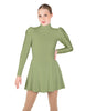Solid Lycra LS Puff Sleeve TNeck Keyhole Back Dress