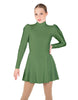 Solid Lycra LS Puff Sleeve TNeck Keyhole Back Dress