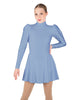 Solid Lycra LS Puff Sleeve TNeck Keyhole Back Dress