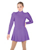 Solid Lycra LS Puff Sleeve TNeck Keyhole Back Dress
