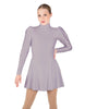 Solid Lycra LS Puff Sleeve TNeck Keyhole Back Dress