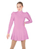 Solid Lycra LS Puff Sleeve TNeck Keyhole Back Dress