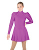 Solid Lycra LS Puff Sleeve TNeck Keyhole Back Dress