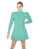 Solid Lycra LS Puff Sleeve TNeck Keyhole Back Dress