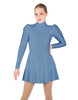 Solid Lycra LS Puff Sleeve TNeck Keyhole Back Dress