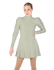 Solid Lycra LS Puff Sleeve TNeck Keyhole Back Dress
