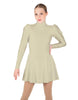 Solid Lycra LS Puff Sleeve TNeck Keyhole Back Dress