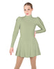 Solid Lycra LS Puff Sleeve TNeck Keyhole Back Dress