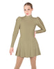 Solid Lycra LS Puff Sleeve TNeck Keyhole Back Dress