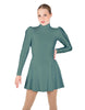 Solid Lycra LS Puff Sleeve TNeck Keyhole Back Dress