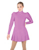 Solid Lycra LS Puff Sleeve TNeck Keyhole Back Dress