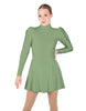 Solid Lycra LS Puff Sleeve TNeck Keyhole Back Dress