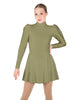 Solid Lycra LS Puff Sleeve TNeck Keyhole Back Dress