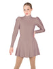 Solid Lycra LS Puff Sleeve TNeck Keyhole Back Dress